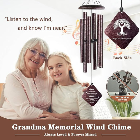 Sympathy Gifts for Loss of Grandmother, 32"" Memorial Wind Chimes for Loss of Grandma, Loss of Grandma Sympathy Gift, Bereavement Gifts in Memory of a Loved Grandma, Bronze