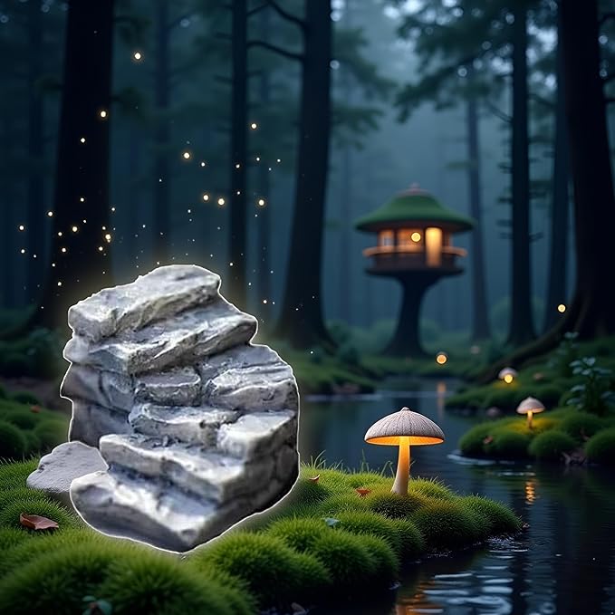 Curved Stone Steps Miniature Fairy Garden Accessories, Miniature Pond Lawn Ornament Figurines, Micro Landscape Ornaments for Garden DIY Kit Statues, Outdoor Décor, Outdoor Statues
