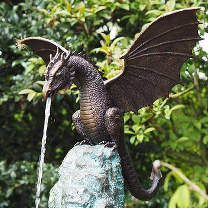 ADSE Garden Dragon Statue Fountain Dragon Ornament Resin Water Feature Sculpture for Home Garden Decoration