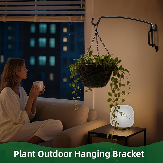 Plant Hooks for Wall,Outdoor Plant Hanging Bracket, Wall Mount Plant Hooks Decorative Wall Hanging Hooks with Ajustable Angles for Bird Feeder, Wind Chimes Metal Black 12.2 Inches