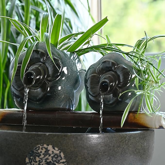 Pond Spitters, Pond Fountain, Fish Tank Automatic Circulation Water Landscaping Ornaments, Fish Tank Water Dispenser, for Garden Courtyard Pond Pool(Blue,20.5 * 18.8 * 16.8cm)