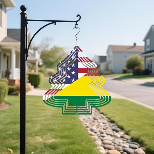 Bolivia Bolivian America Flag Wind Spinners Outdoor Tree Kinetic Sculptures Chimes 10 inch Decorative Tinplate Metal Art Christmas Decorations Garden Patio Yard Indoor Decor