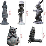 Alice in Wonderland Outdoor Statues - 5PCS Set | Ideal for Alice in Wonderland decor crafted from durable hand-cast stone resin, perfect for indoor and outdoor garden, patio, lawn, and yard decoration