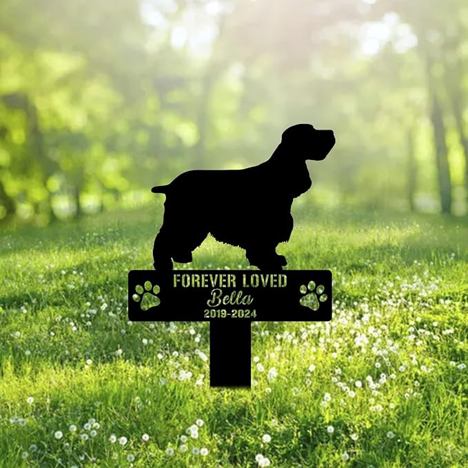 Custom English Toy Spaniel Metal Memorial Garden Stake Personalized Pet Grave Marker Name Sign Remembrance Stake Decor Sympathy Dog Loss,Outdoor Statues for Yard Garden Lawn Patio Pathway Grave.