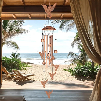 INFUNLY 7PCS Hummingbird Wind Chimes for Outside 5.5"×5.4" Bird Metal Windchime Aluminum Tube Wind Chime with Bell Animal Pattern Windchime Tubes Memorial Wind Bell for Garden Decor Housewarming Gift