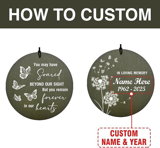 Personalized Wind Chimes 36inch, in Loving Memory of Sympathy Wind Chimes, Memorial Funeral Gifts, Butterfly Dandelion Deep Tone Wind Chime, Loss of Loved Dad/Mom Outdoor