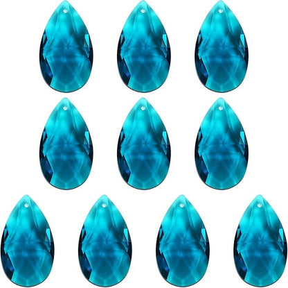 PATIKIL K9 Crystal Pendants Teardrop Beads, 10 Pack 38mm Chandelier Prisms Parts Hanging Beads DIY Lamp for Arts Crafts Decoration, Sky Blue