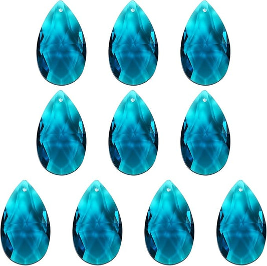PATIKIL K9 Crystal Pendants Teardrop Beads, 10 Pack 38mm Chandelier Prisms Parts Hanging Beads DIY Lamp for Arts Crafts Decoration, Sky Blue