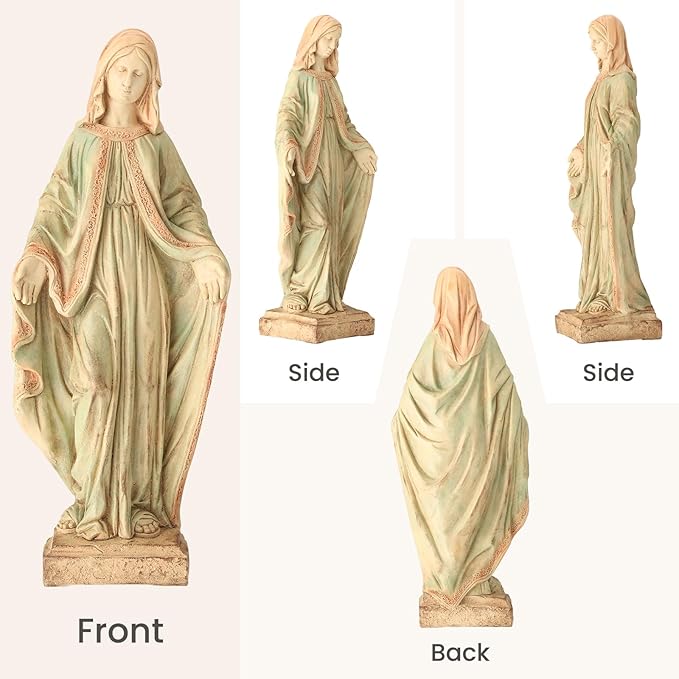 EROMMY Virgin Mary Garden Statue Outdoor 31.5” – Large Praying Holy Madonna Resin Sculpture, Blessed Mother of God Catholic Saint Yard & Lawn Religious Decor
