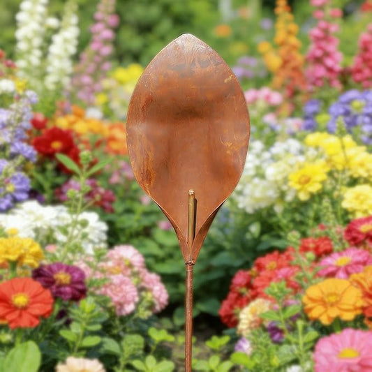 48" H Rusty Metal Garden Stake, Naturally Rusting Metal Plant Garden Art, Outdoor Yard Decor for Gardens, Lawn, Backyards