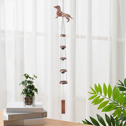 Geelin Dog Wind Chimes for Outside Dachshund Memorial Gift for Dog Lovers, 36" Copper Metal Wind Chime for Women Men Garden Front Yard Patio Decor, Memorial Housewarming Birthday Festival Gifts
