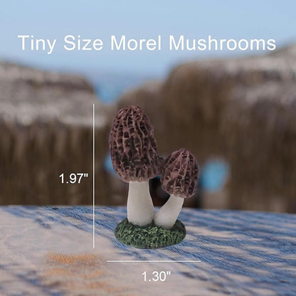 Miniature Mushroom Figurines Decorations, Small Resin Morel Mushrooms Statue, 3 Pieces Lawn Fairy Wild Garden Resin Bonsai Craft Decor for Home DIY Micro Fairy Garden Landscape