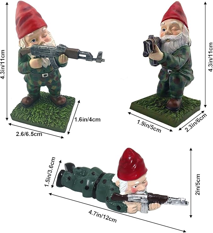 Military Garden Gnomes, Garden Statues Gnome with Gun, Funny Army Gnomes Soldiers Tactical Statue for Indoor Outdoor, Patio, Yard, Lawn, Christmas Ornaments, Home Décor (Red)