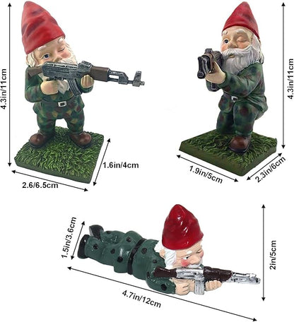 Military Garden Gnomes, Garden Statues Gnome with Gun, Funny Army Gnomes Soldiers Tactical Statue for Indoor Outdoor, Patio, Yard, Lawn, Christmas Ornaments, Home Décor (Red)