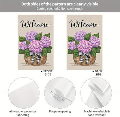 BlissYard Hello Spring Garden Flag Double Sided 12x18 Inch Hydrangea Basket Seasonal Welcome Small Flags For Outside Outdoor Decor Yard Farmhouse Holiday Spring Summer Decorations Yard Flags