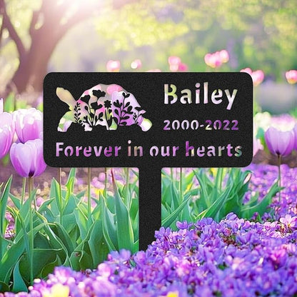 Custom Turtle Memorial Stake Grave Marker, Personalized Pet TortoiseTurtle Memorial Grave Marker Metal Garden Stake, Customized Outdoor Animal Turtle Grave Marker Rememberance Yard Stake