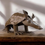 Top Brass Metal Armadillo Sculpture – Rustic Indoor/Outdoor Décor with Springy Head and Tail, 12” Long – Western Art Home or Garden Figure