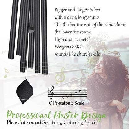 Large Wind Chimes for Outside Deep Tone,50" WindChimes Outdoors Unique Clearance Memorial Sympathy Wind Chimes for Loved one Mom Dad,House Warming Gifts New Home graden Decor (Black)