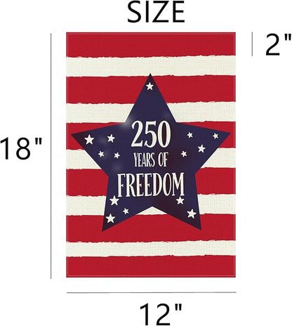 250 Years America Anniversary Garden Flag, Double-sided 250 YEARS OF FREEDOM Patriotic 4th of July Yard Sign for Outdoor Independence Day Decoration