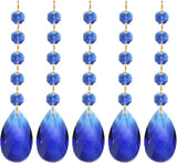 PATIKIL Teardrop Crystal Chandelier Pendants Beads, 5 Pack 135mm Length 38mm Chandelier Prisms Parts Ornaments Hanging Beads for DIY Arts Crafts Decoration, Dark Blue