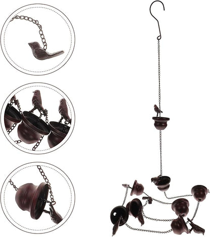 Abaodam Copper Metal Rain Chain for Gutters 2.4m Decorative Rainwater Downspout Chain for Garden Patio Outdoor Drainage