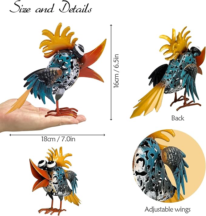 Metal Yard Art - Metal Bird Garden Decor, Outdoor Animal Sculpture Lawn Art Decor, Large Yard Art for Patio Balcony Front Backyard - Birthday Gifts for Mom Grandma Women