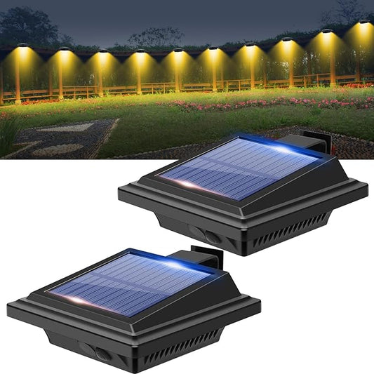 Gutter Solar Patio Decor Lights, 40 LED Deck Outdoor Waterproof Fence for Wall Backyard Porch, Pool, Step Stairs, Yard, Garden, Pathway (2Pack-Black, Warm White)