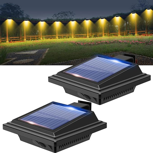 Gutter Solar Patio Decor Lights, 40 LED Deck Outdoor Waterproof Fence for Wall Backyard Porch, Pool, Step Stairs, Yard, Garden, Pathway (2Pack-Black, Warm White)