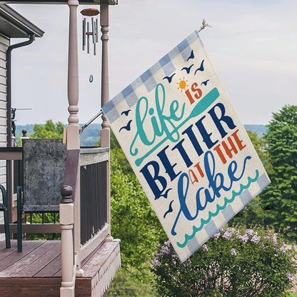 AVOIN colorlife Life Is Better At The Lake House Flag 28x40 Inch Double Sided Outside, Lakeside Holiday Yard Outdoor Decoration