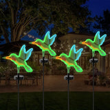 Solar Hummingbird Garden Lights 2 Pack, Colorful Neon Glow LED Solar Stake Lights, Waterproof Outdoor Decorative Landscape Lighting for Yard, Patio, Pathway