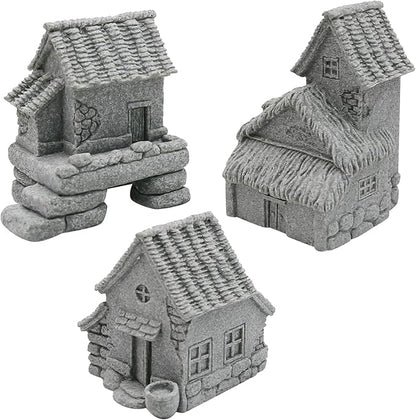 Saihisday 3PCS Micro Village Houses, Landscaping Chinese Houses, Micro Landscape Decor Ornaments for Zen Garden & Patio Micro Landscape Yard Bonsai Decor