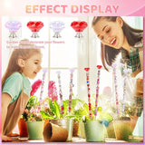 DIY Fairy Wand Garden Beads Stakes Wands Kit,Multiple Color Scheme European Beads Crystal Diamond Tops and 12 or 10 Inch Threaded Rods,Stainless Steel Stakes with Diamond Toppe(Pink+Rose+Red+White)