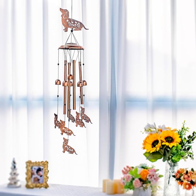 for Mom Dachshund Dog Wind Chimes for Outside,Dog Gifts for Women Men/Memorial Gift/Birthday Gifts Metal windchimes Outdoors/Indoors,Garden Decor,Patio,Home,Porch,Yard Decorations
