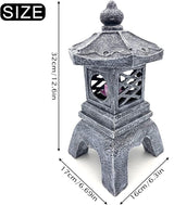13 Inch Solar Pagoda Lantern Outdoor Statue, Pagoda Sculpture with Solar Lotus Light Asian Decor Zen Garden Art Japanese Temple Pagoda Lamp for Patio Yard Lawn Home Decorations Ornament Gift