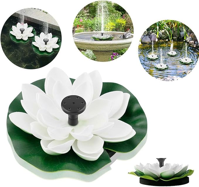 Solar Garden Fountain Water Lilies Designs Outdoor Bird Bath Accessories Suitable for Patios and Fish Pond Fish Pond Accessories