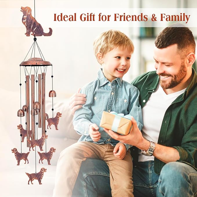for Mom Golden Retriever Dog Wind Chimes for Outside,Dog Gifts for Women Men/Memorial Gift/Birthday Gifts Metal windchimes Outdoors/Indoors,Garden Decor,Patio,Porch,Yard Decorations