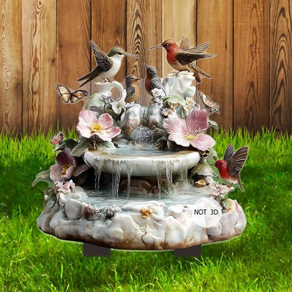 Hummingbird Flowing Water Garden Stake Decor, Butterfly Acrylic 2D Garden Decoration,Sculptures Ornament Garden Accessories for Outdoor Indoor Yard Lawn Pot Plants (Style D)