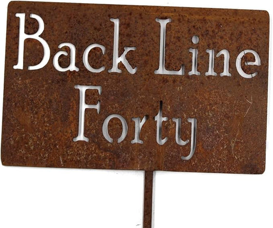 Classic Metal Garden Markers Clearance Items 20 to 33 Inches Tall (Back Line Forty 21", Naturally Rusted)