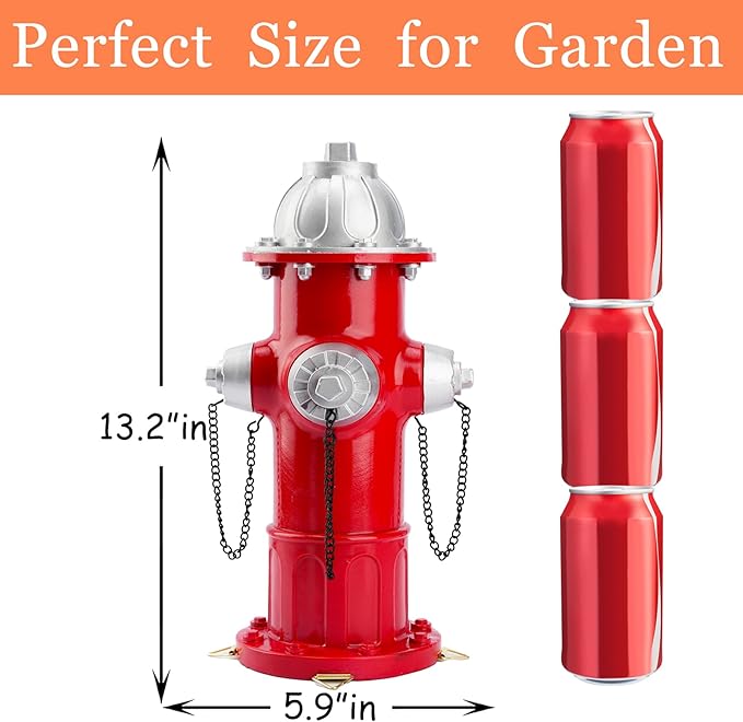 Realistic Resin Fire Hydrant Statue for Potty Training Dogs - Dog Fire Hydrant Pee Post, Weather-Resistant Garden Decor,Outdoor Garden & Lawn Ornament (Suitable for Small Dogs;13.1In;Silver)