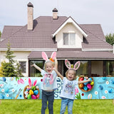 Happy Easter Banner 120" x 20" Outdoor Party Supplies Backdrop Bunny Eggs tulip Easter Banners for Home Decor Outside Indoor Garden Fence Garage Balcony Porch Tree Front Door Decorations