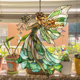 Elegant Forest Fairy Acrylic Suncatcher Stained Glass Effect Window Car Hanging Christmas Ornament Indoor Outdoor Decor Garden Sun Catcher Panel for Fairy Lover for Women Mom Grandma