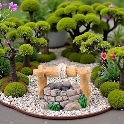 Miniature Stone Well Resin Water Pool, 3.9 x 2.8cm, DIY Fairy Garden Decor, Craft Garden Sculptures and Statues