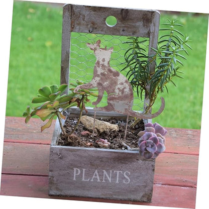 Totority Garden Cat Stake Iron Art Stake Vintage Cat Statue for Outdoor Decor Lawn Ornament