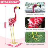 Flamingo Garden Metal Statues - Pink Flamingo Sculptures, Metal Birds Yard Art Outdoor Statue, Outdoor Backyard Decor, Patio, Porch, Lawn Ornament Large Iron Yard Decoration - 33 Inch