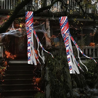 Jeiento Blue Stars Red White Stripes Windsock America's 250 Years Anniversary Windsock Flag 40" Outdoor Hanging Decoration for Home Yard Patio Lawn Garden Tree,2 Pack USA 250 Windsock