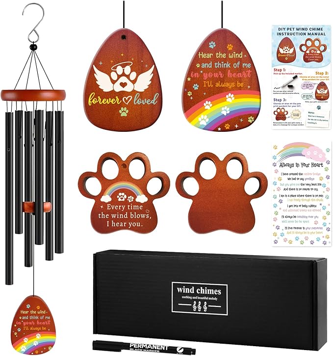 Dog Memorial Gifts Wind Chimes, Pet Memorial Sympathy Gifts for Dogs, Wind Chime Presents for Loss of Pet Dog Remembrance, Pets Passing Away Bereavement Grieving Gift