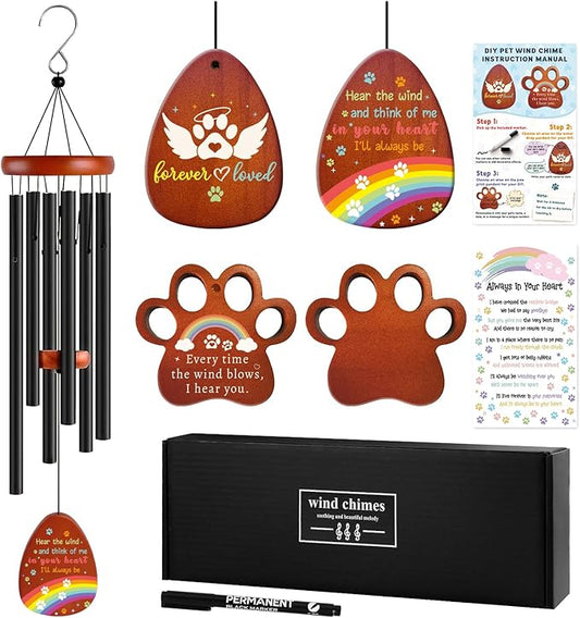 Dog Memorial Gifts Wind Chimes, Pet Memorial Sympathy Gifts for Dogs, Wind Chime Presents for Loss of Pet Dog Remembrance, Pets Passing Away Bereavement Grieving Gift