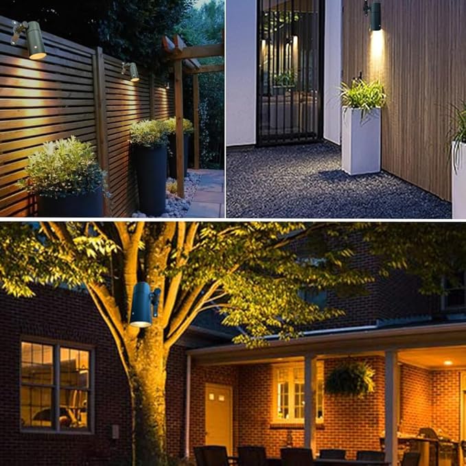 Landscape Lighting Tree Down Lights Outdoor Moonlight,Replaceable Low Voltage MR16 LED Aluminum Housing for Directional Wall Patio Mounted Post Fence Lights Warm White Black Finish