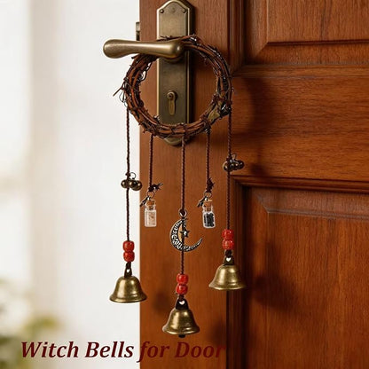 2 Pieces Witch Bells for Door Knob for Protection Hanging Bell Wind Chimes Handmade Decorative Bell for Boho Home Room Witchy Decor (Classic)