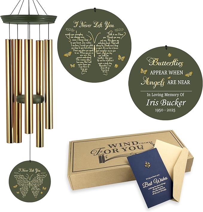 ASTARIN Memorial Wind Chimes Personalized, Bereavement Gift Ideas for Sympathy Loss of Lover Mother Father, 36 inch Deep Tone Wind Chimes Patio Decoration, in Memory of Loved One Gift(Produced in USA)